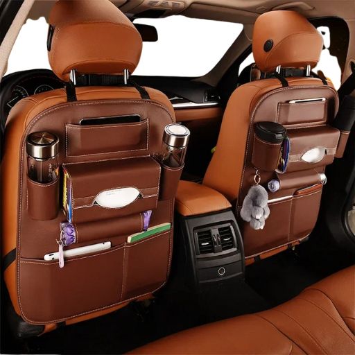 PU Leather Multi-Pocket Car Seat Back Organizer – Universal Fit for Interior Storage & Tidying - All you need