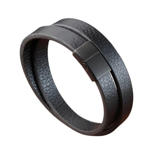 ๐งท Men's Braided Leather & Stainless Steel Bracelet โ 21cm Magnetic Clasp - All you need