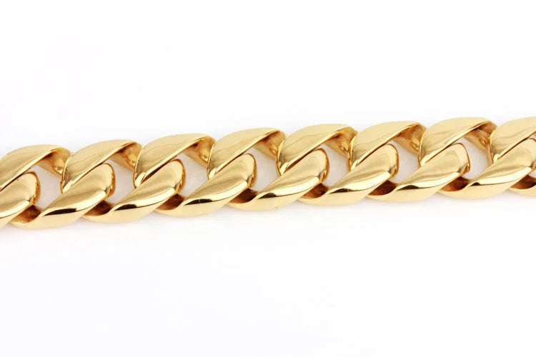 ๐ Men's Cuban Link Bracelet โ 17mm Wide, Gold-Tone Stainless Steel - All you need