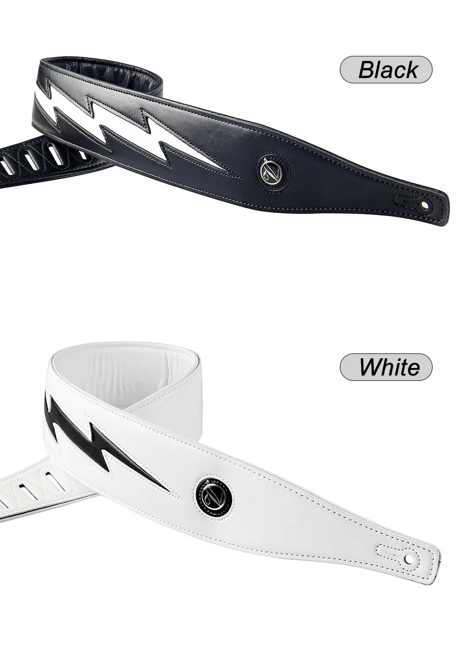 Premium Leather Guitar Strap with Lightning Design – Comfortable Adjustable Support for Acoustic, Electric & Bass Guitars - All you need