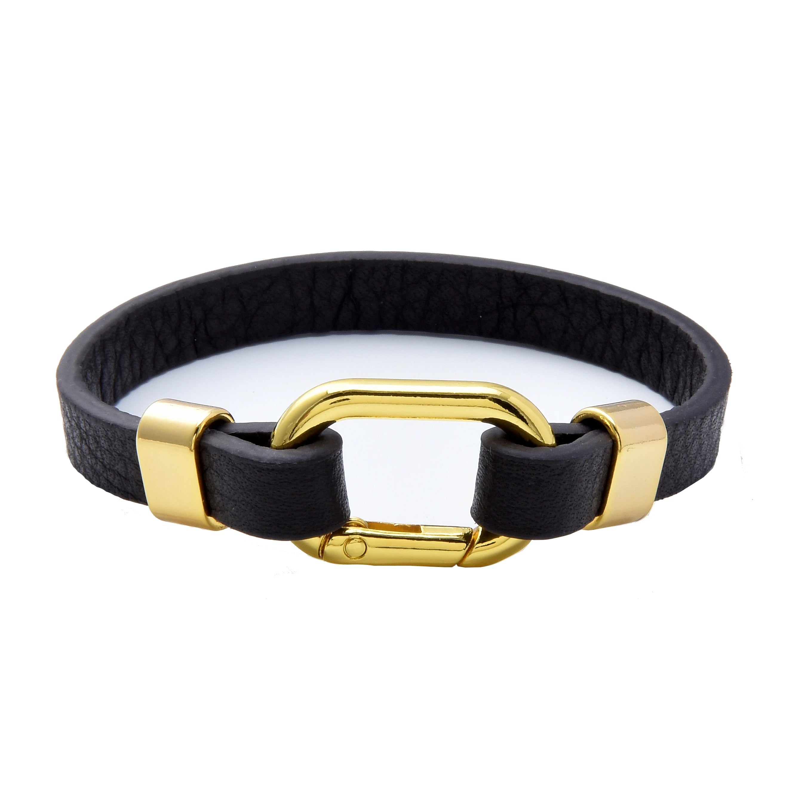 Men's Black Leather Rope Bracelet โ Oval Spring Buckle, Available in 3 Sizes - All you need