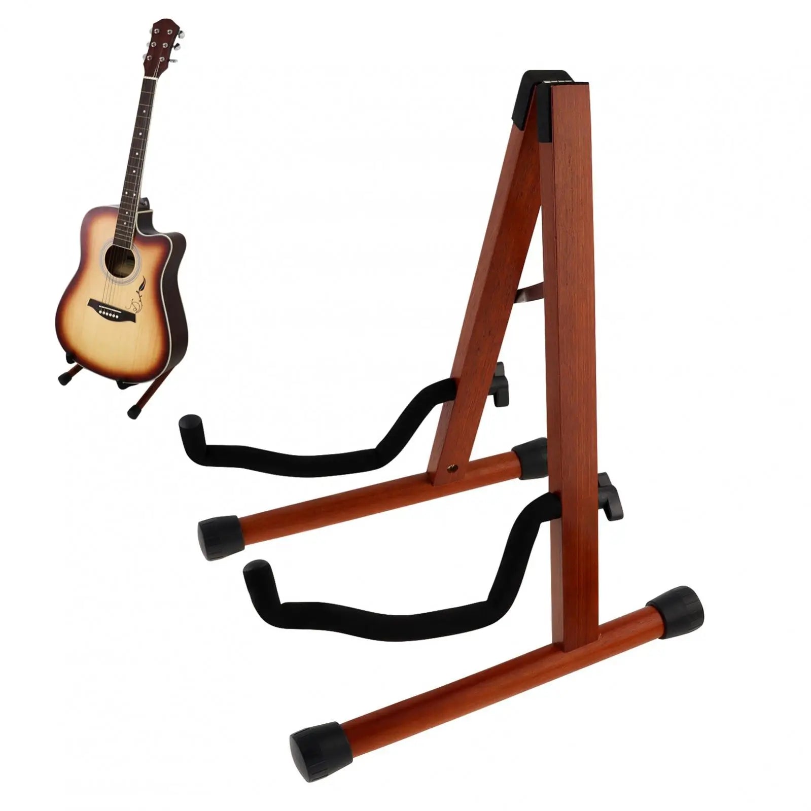 Real Mahogany Solid Wood Floor Stand for Acoustic, Electric, Classical Guitars & Bass – Single Instrument Holder - All you need