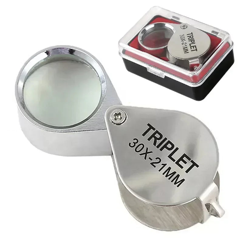 30X Triplet Magnifying Glass – Metal Folding Loupe for Jewelry, Diamonds & Precision Inspection - All you need