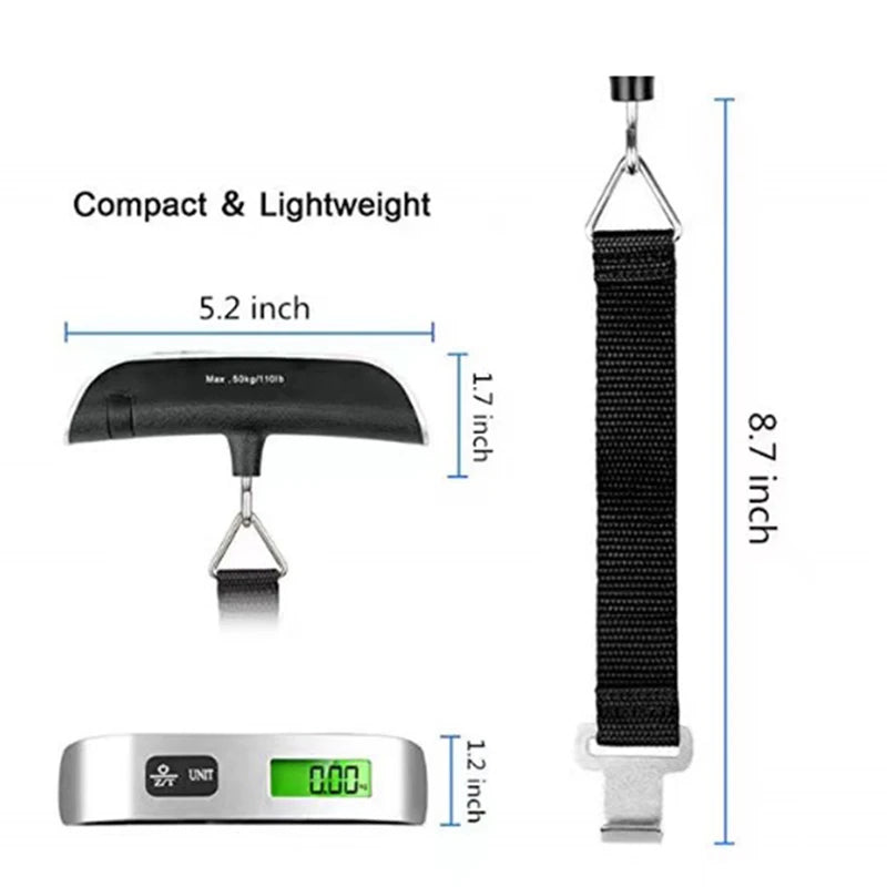 Compact Digital Luggage Scale with LCD Display – Max Capacity 50kg/110lb - All you need