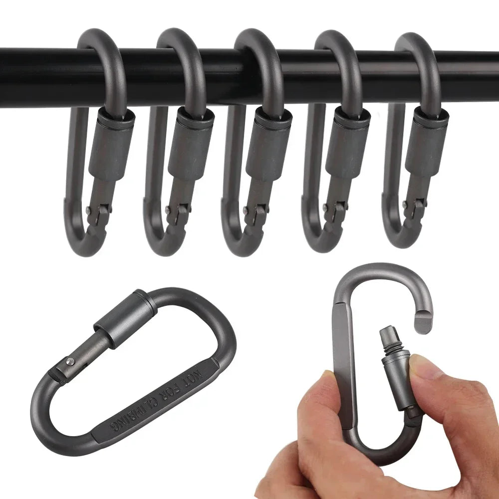 Title: Aluminum Alloy Carabiner Set – Tactical Clip Hooks for Keys, Outdoor Gear & EDC - All you need
