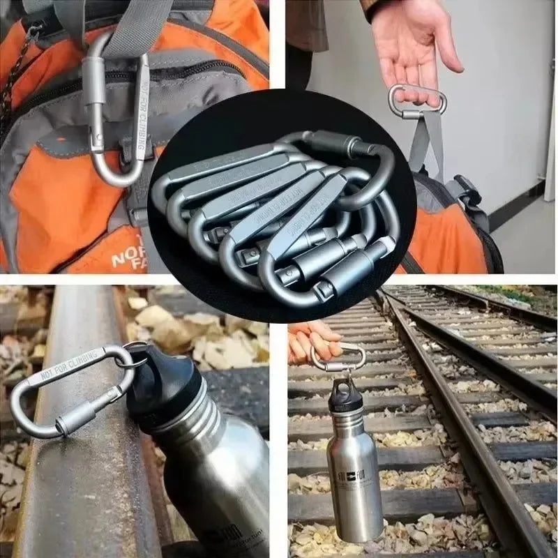 Title: Aluminum Alloy Carabiner Set – Tactical Clip Hooks for Keys, Outdoor Gear & EDC - All you need