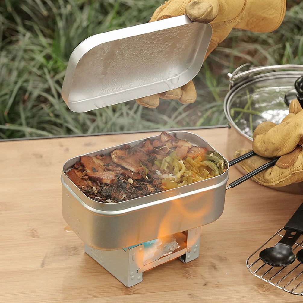 TWTOPSE Compact Camping Mess Tin Set – Multifunctional Aluminum Cookware with Folding Stove, - All you need
