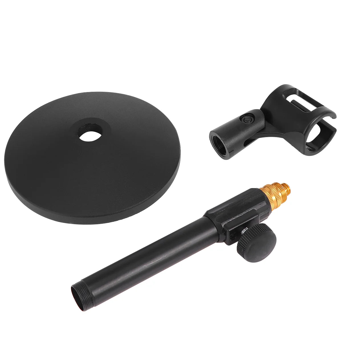 Adjustable Desktop Microphone Stand – Round Weighted Base with Liftable Shaft and Gooseneck Extension - All you need