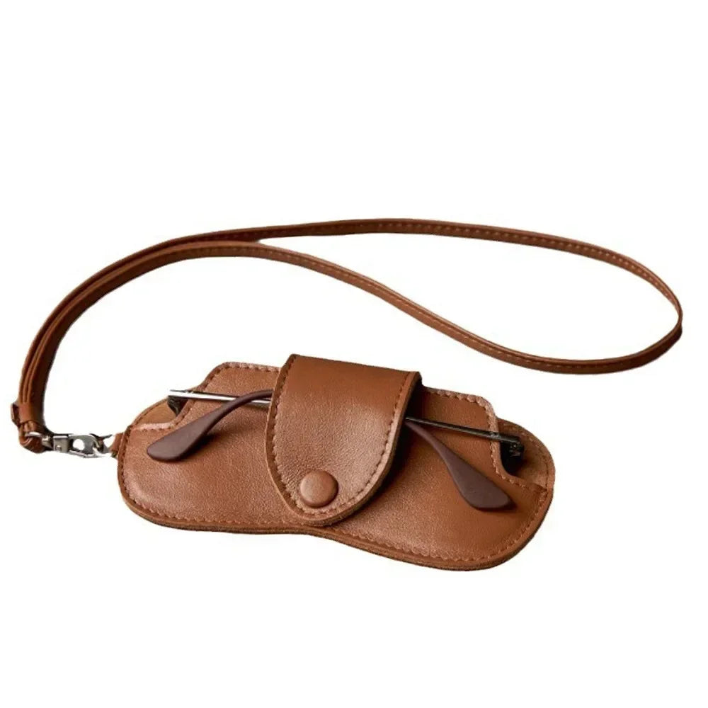 PU Leather Eyewear Storage Pouch with Neck Strap – Geometric Pattern, Foldable & Durable - All you need