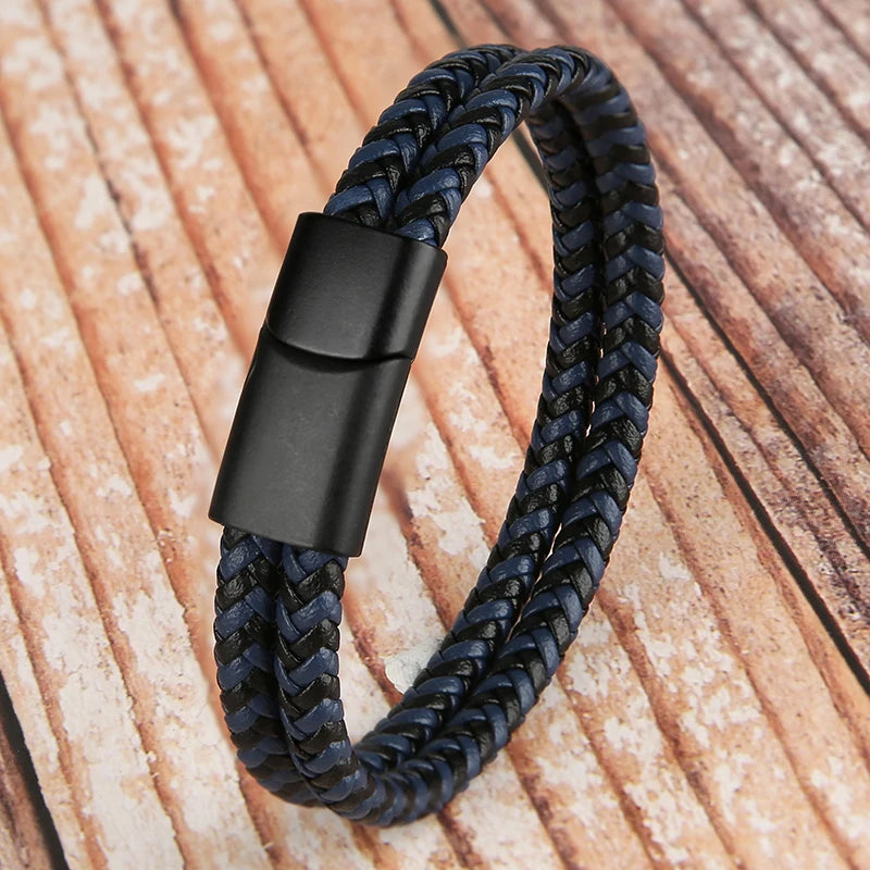 ๐งท Double-Layer Braided Leather Bracelet with Magnetic Clasp โ Unisex Design - All you need