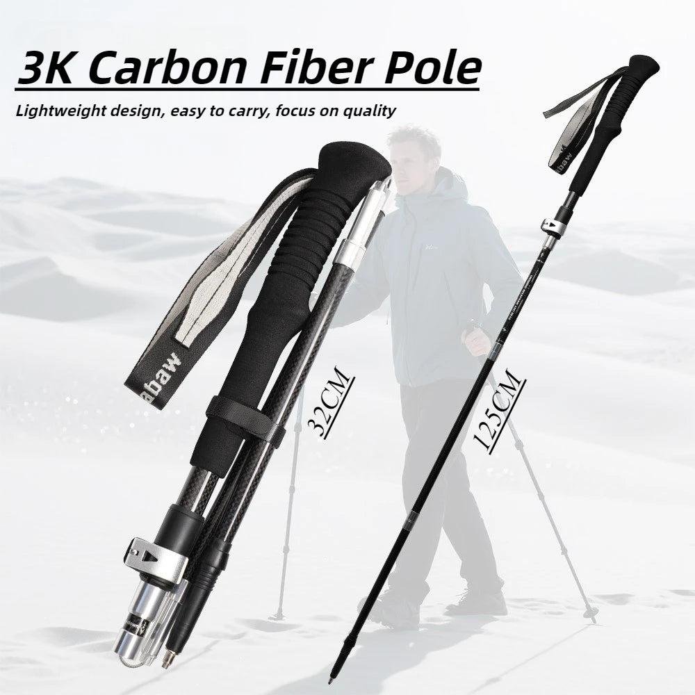 Outdoor Trekking Pole — 3K Carbon Fiber, 5‑Section Folding Design - All you need