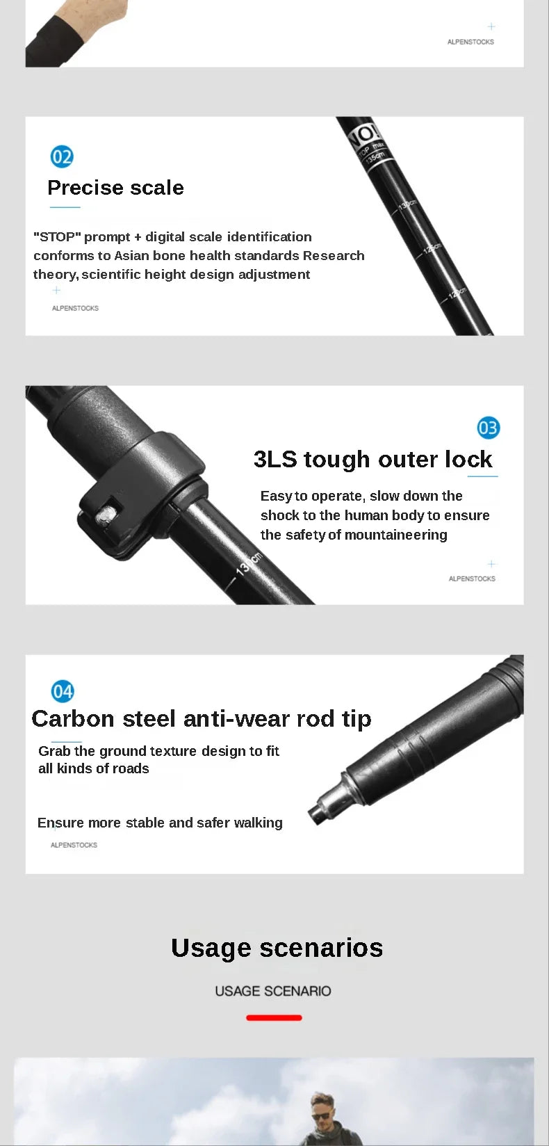 2PCS Telescopic Trekking Poles – Ultralight Adjustable Walking Sticks with Quick Lock and EVA Grip - All you need