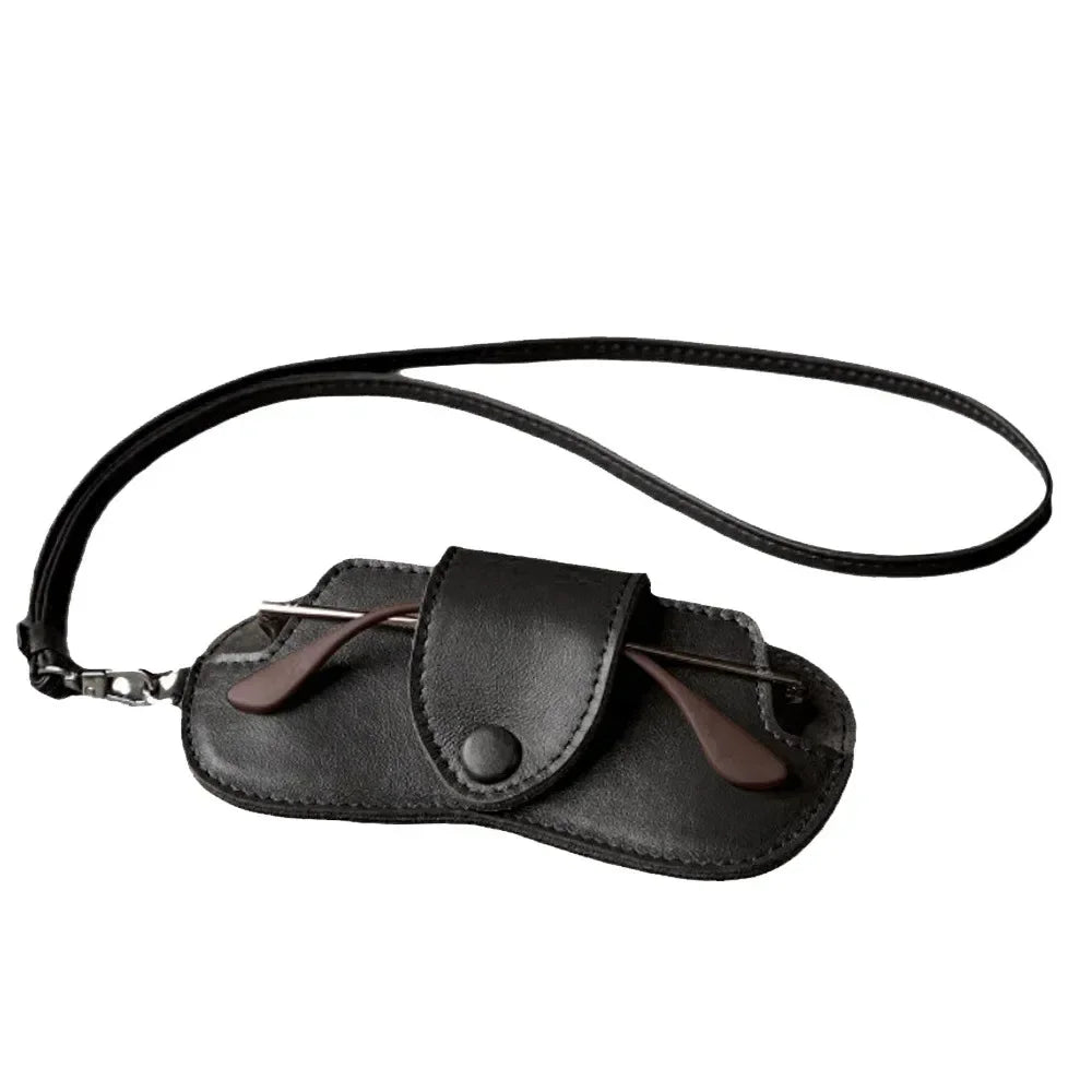 PU Leather Eyewear Storage Pouch with Neck Strap – Geometric Pattern, Foldable & Durable - All you need