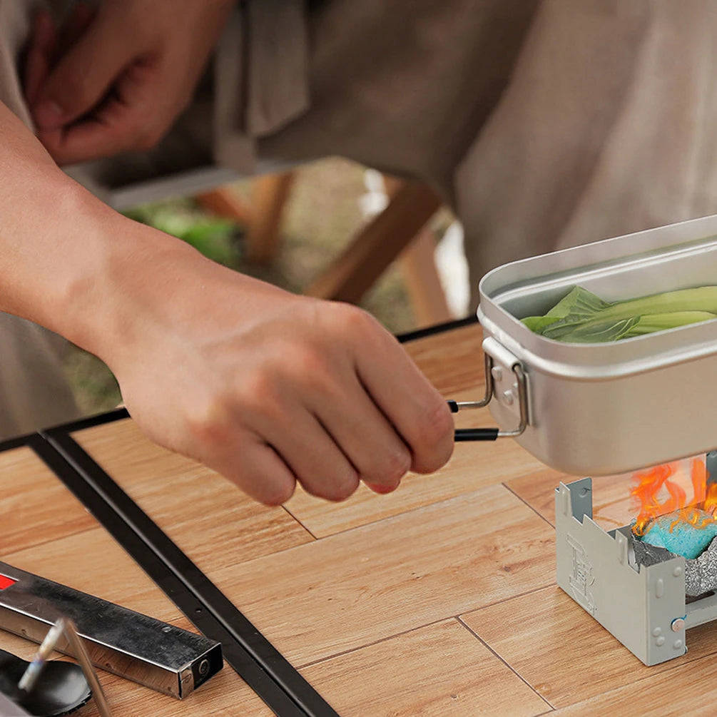 TWTOPSE Compact Camping Mess Tin Set – Multifunctional Aluminum Cookware with Folding Stove, - All you need