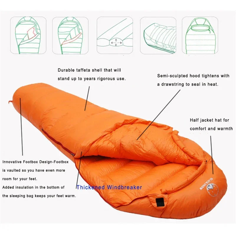 White Goose Down Mummy Sleeping Bag — Multi-Season, Four Thickness Levels, Compact & Thermal - All you need