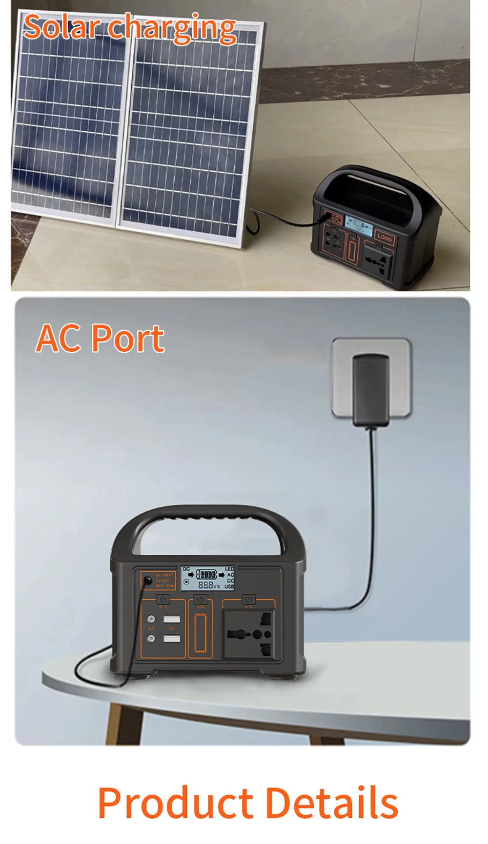 JSD Solar 100W Portable Power Station – Dual-Voltage Generator with LED & USB/DC Outputs - All you need