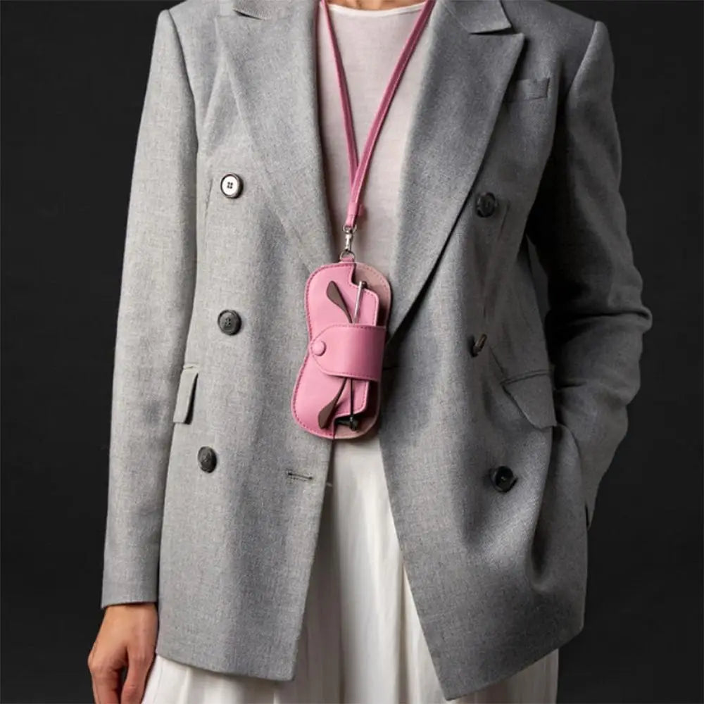 PU Leather Eyewear Storage Pouch with Neck Strap – Geometric Pattern, Foldable & Durable - All you need