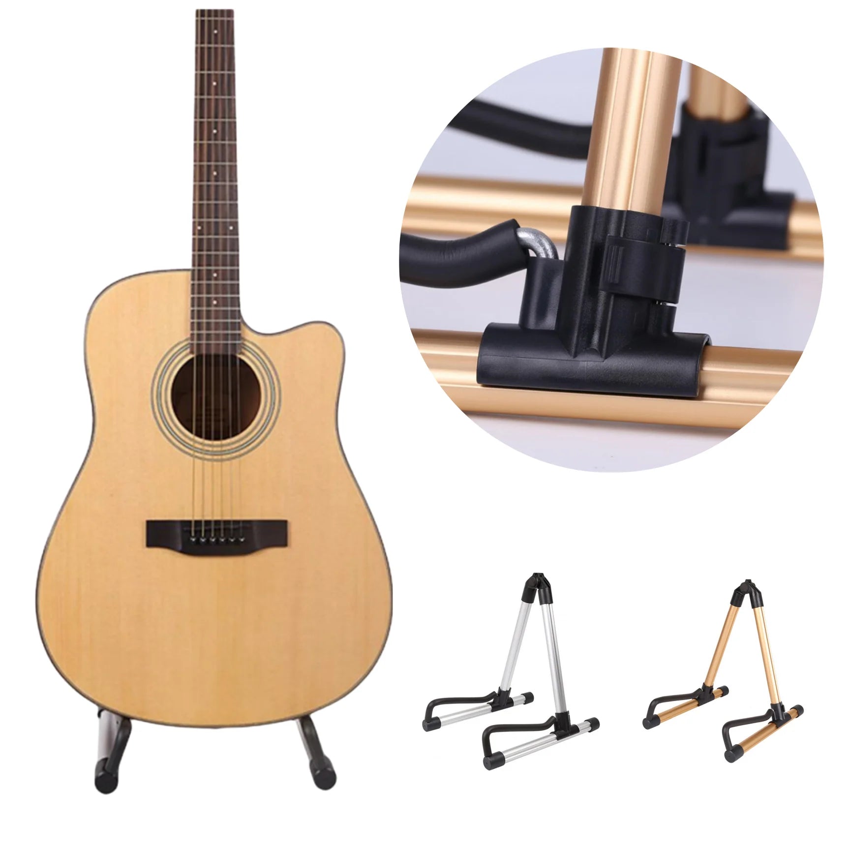 Universal Foldable A-Frame Guitar Stand – Aluminum Alloy Bracket for Guitars, Basses & Ukuleles - All you need