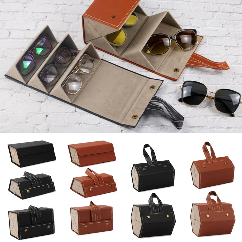 ๐งณ Portable Folding Glasses Organizer โ Multi-slot PU Leather Case for Sunglasses & Eyewear - All you need