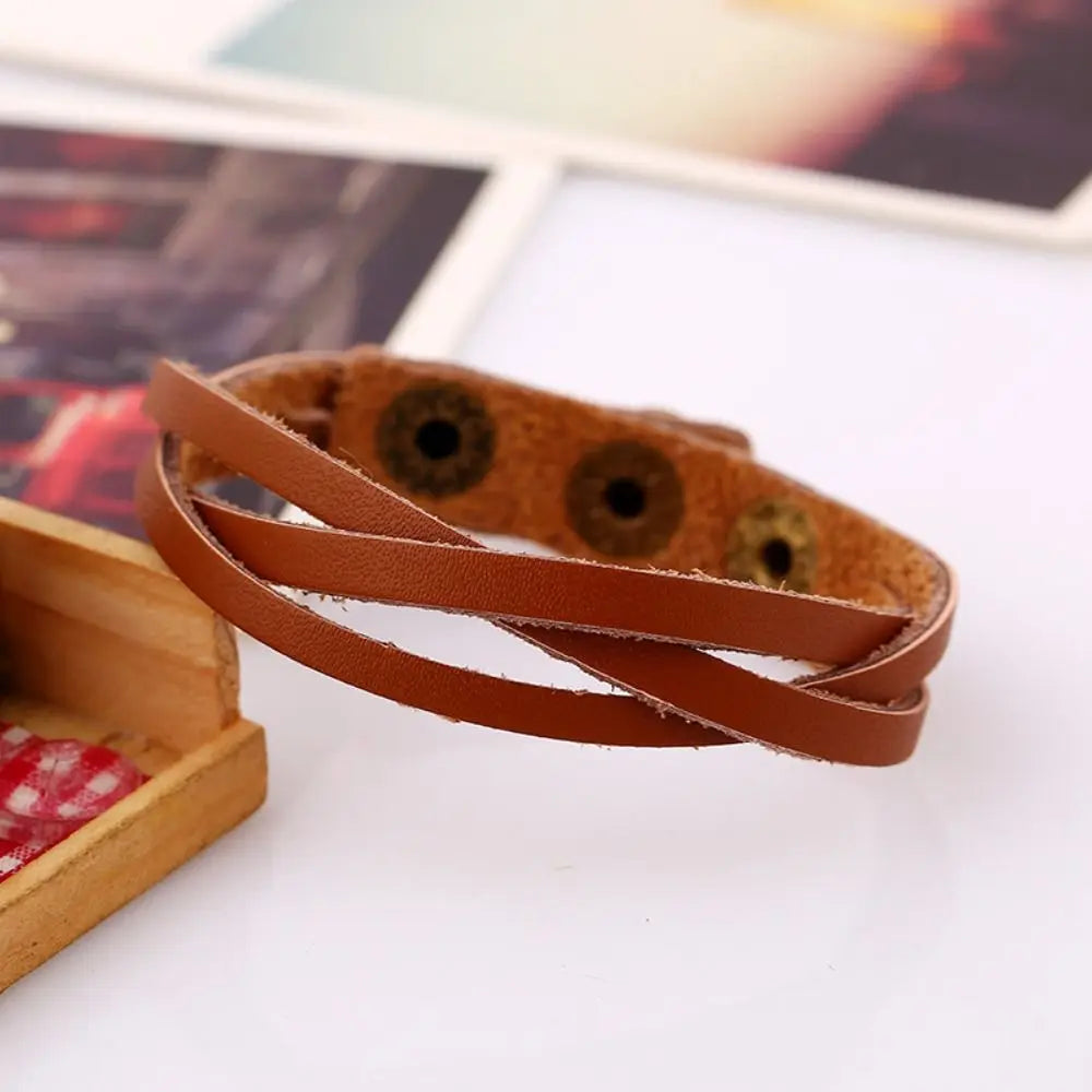 🧵 Vintage Woven PU Leather Bracelet – Adjustable Unisex Wrist Strap - All you need