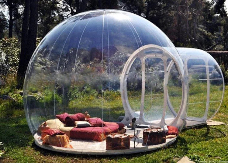 Outdoor Inflatable Transparent Bubble Tent – Dual-Room Structure for 3–4 - All you need