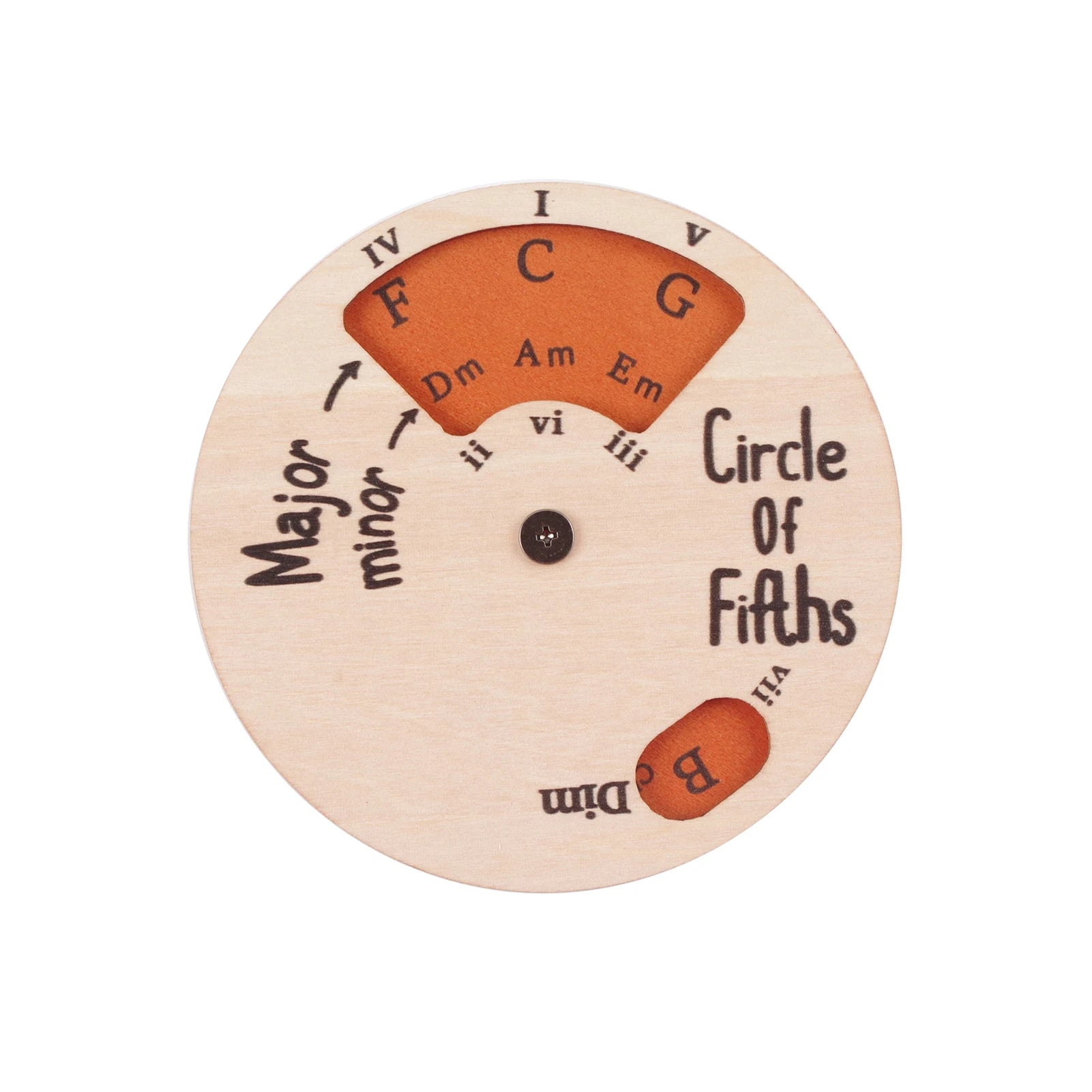 Wooden Circle of Fifths Music Wheel – Music Theory Guide & Transposition Tool – Diameter 12cm - All you need