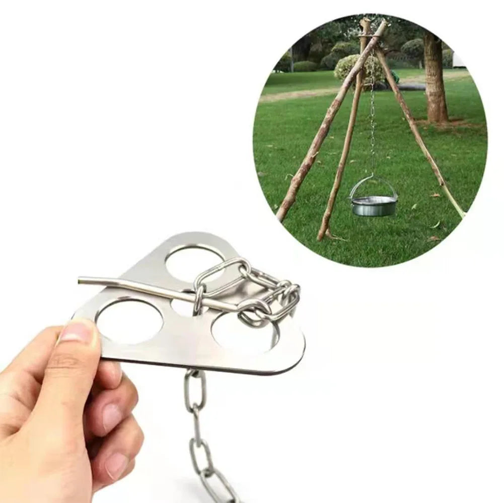 Adjustable Stainless Steel Hanging Tripod – For Campfire Cooking, Picnic Use & Outdoor Gear Suspension - All you need