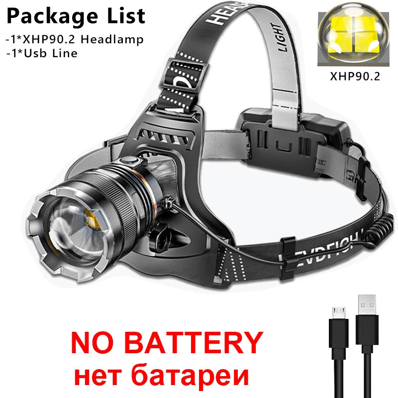 XHP90.2 Rechargeable LED Headlamp – Zoomable, Waterproof, 3 Light Modes - All you need