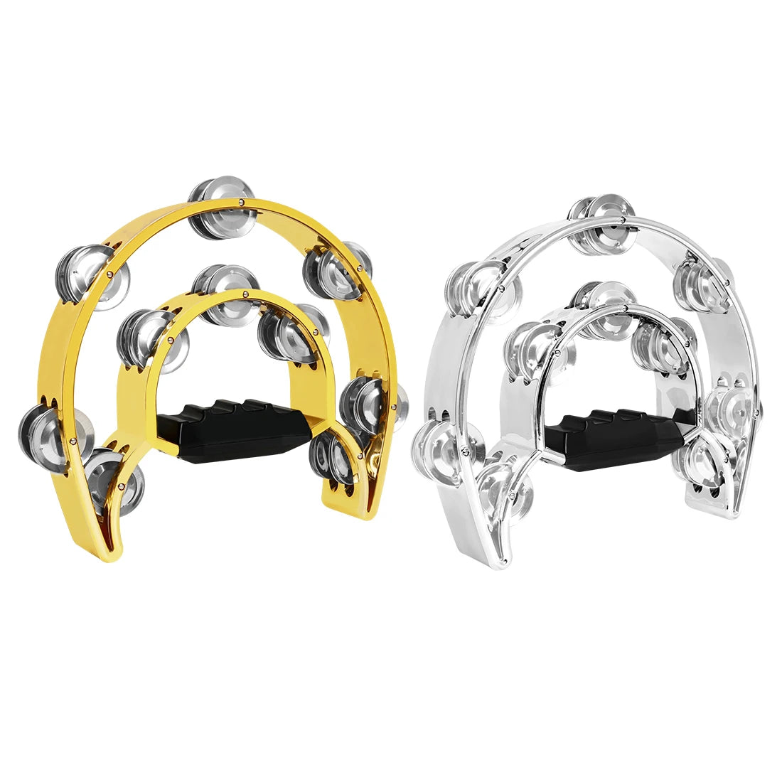 Double-Layer Hand Ring Tambourine – ABS Body with Finger-Shaped Grip & Stainless Steel Jingles (Gold/Silver) - All you need