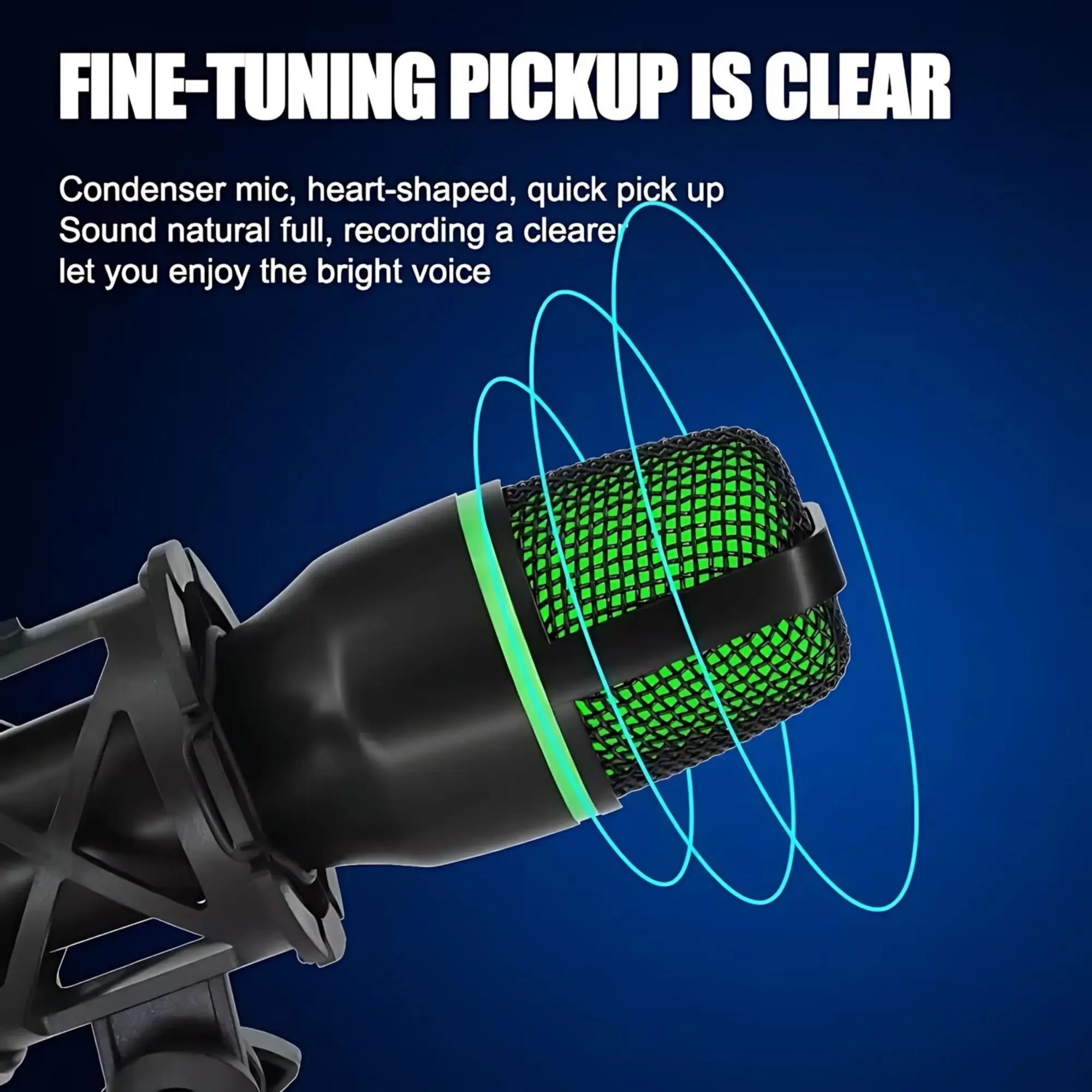 Professional Condenser Microphone Kit, RGB Lighting & Tripod Stand, PUSB & 3.5mm Condenser Microphone Kit – RGB Lighting, Noise Reduction, Tabletop Stand | For Recording, Streaming & Online Communicationerfect for Streaming, YouTube, Podcasts & Recording - All you need