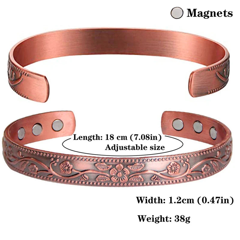 š§² Pure Copper Magnetic Therapy Bracelet ā Adjustable Unisex Cuff - All you need