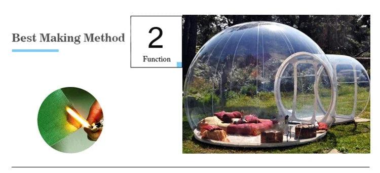 Outdoor Inflatable Transparent Bubble Tent – Dual-Room Structure for 3–4 - All you need