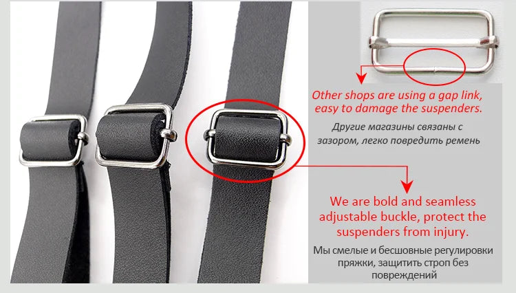 Adjustable PU Leather Suspenders for Men – 3-Hook Tactical Braces - All you need