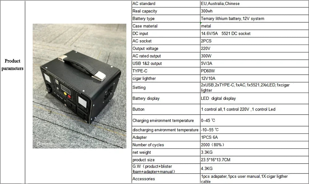 🔋 81000mAh 300W Portable Power Station – Emergency Charging & Camping Backup Kit - All you need