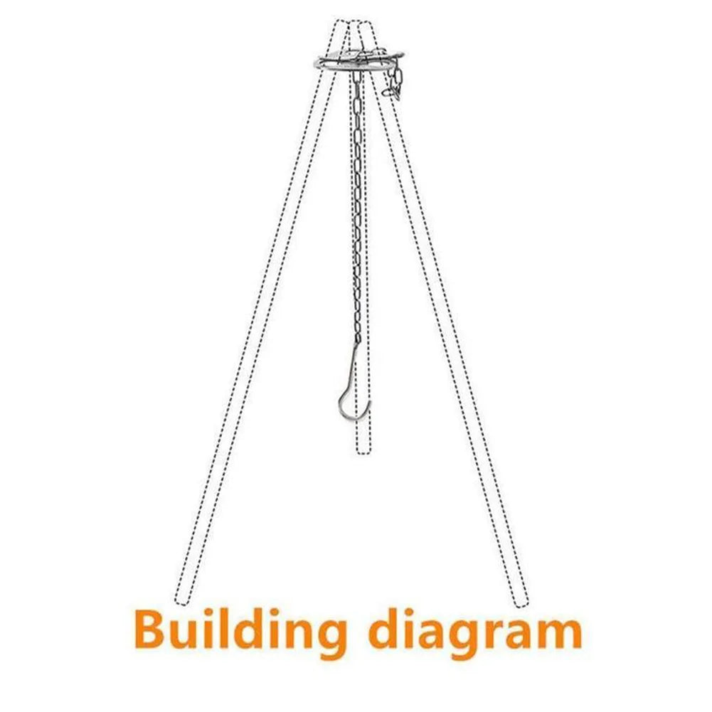Adjustable Stainless Steel Hanging Tripod – For Campfire Cooking, Picnic Use & Outdoor Gear Suspension - All you need