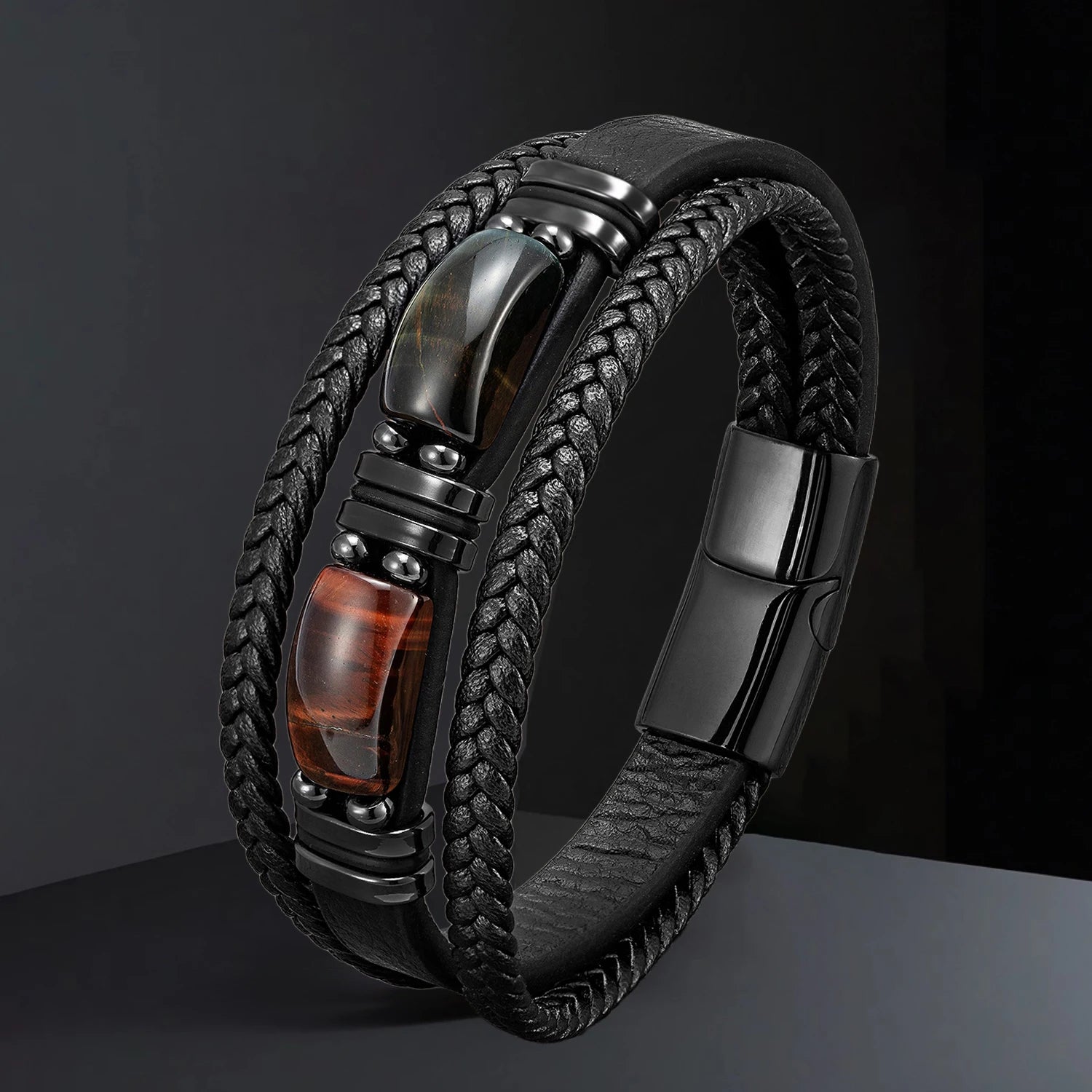 Natural Stone & Leather Bracelet โ Adjustable Handmade Boho Style - All you need