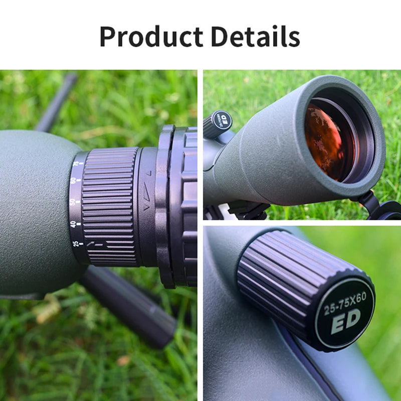 🔭 Product Title (English): 25–75x60 Spotting Scope Monocular Telescope with BAK4 Prism and ED Lens – For Outdoor Observation - All you need