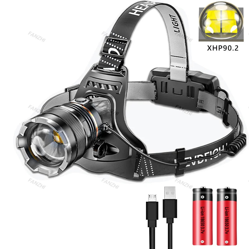 XHP90.2 Rechargeable LED Headlamp – Zoomable, Waterproof, 3 Light Modes - All you need