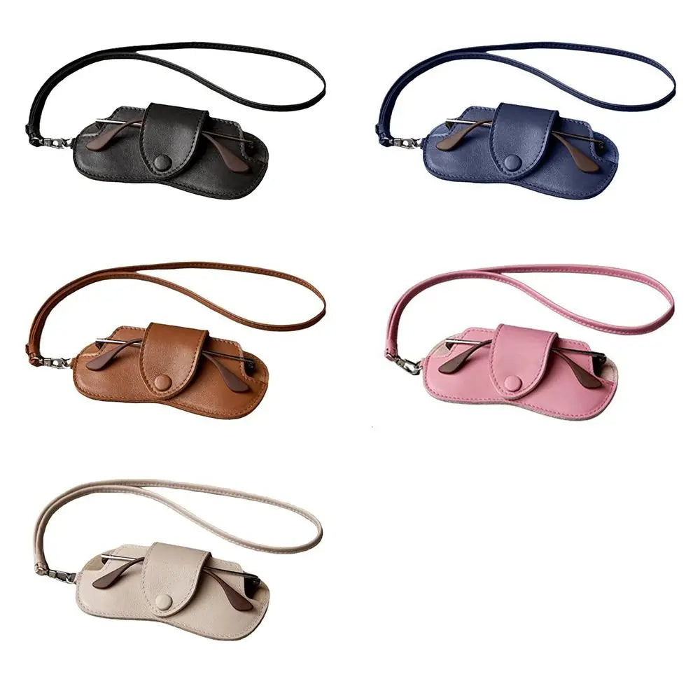 PU Leather Eyewear Storage Pouch with Neck Strap – Geometric Pattern, Foldable & Durable - All you need
