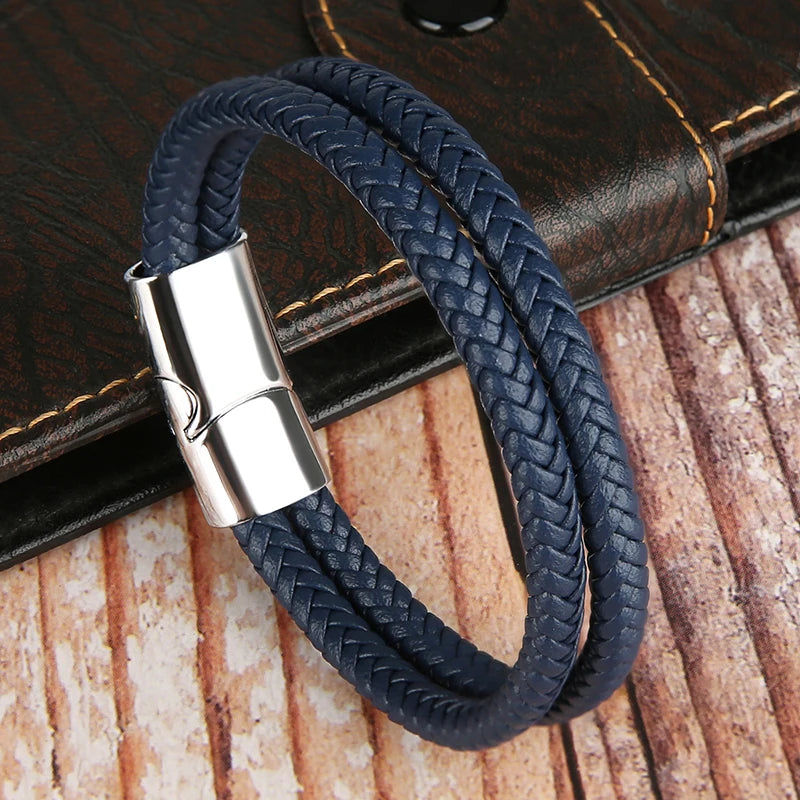 ๐งท Double-Layer Braided Leather Bracelet with Magnetic Clasp โ Unisex Design - All you need