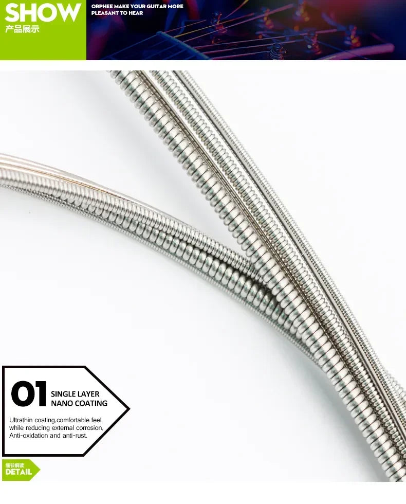 Orphee RX Series Electric Guitar Strings – Hexagonal Carbon Steel Core, Nickel Alloy Wrap | 10 Sets for Practice Use - All you need