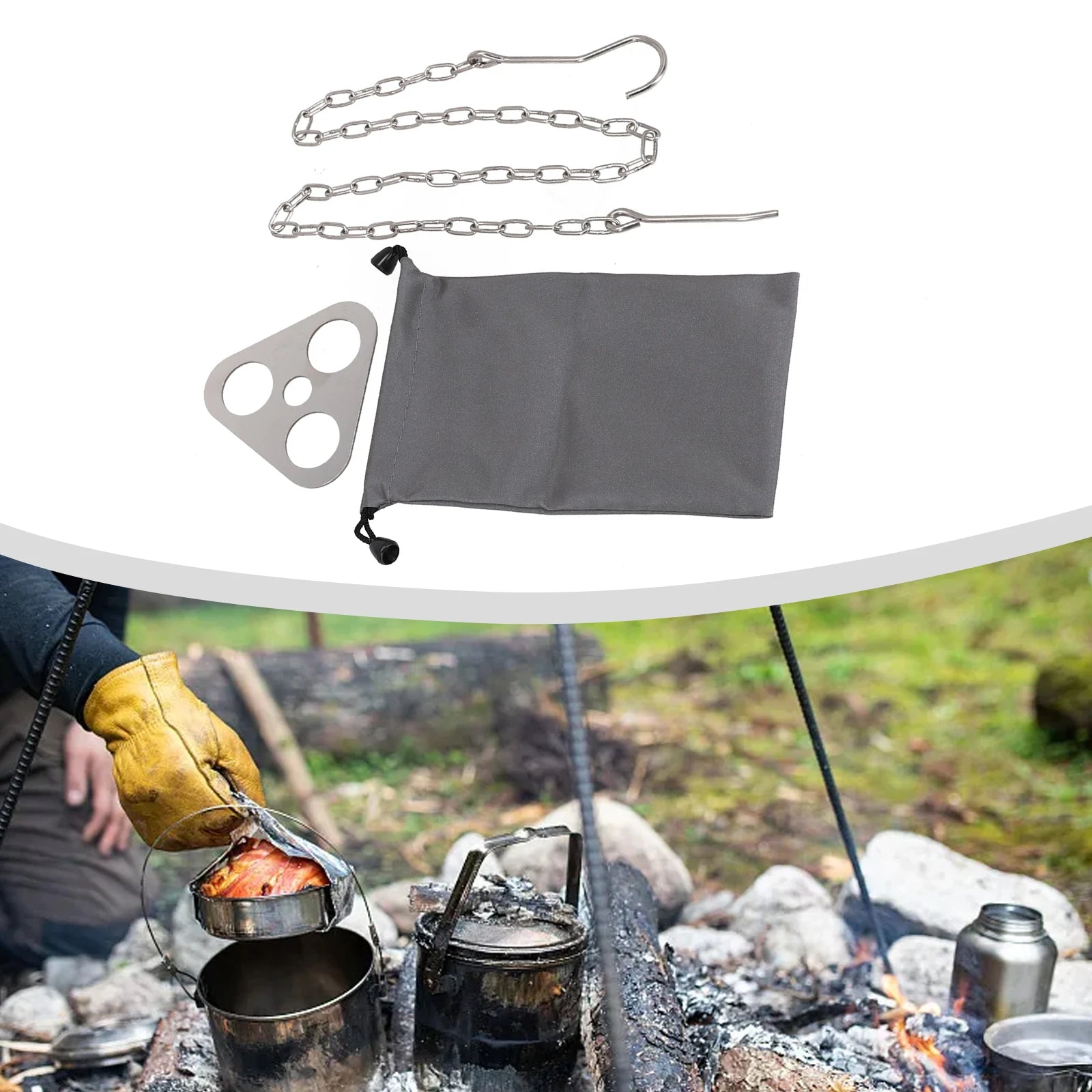 Adjustable Stainless Steel Hanging Tripod – For Campfire Cooking, Picnic Use & Outdoor Gear Suspension - All you need