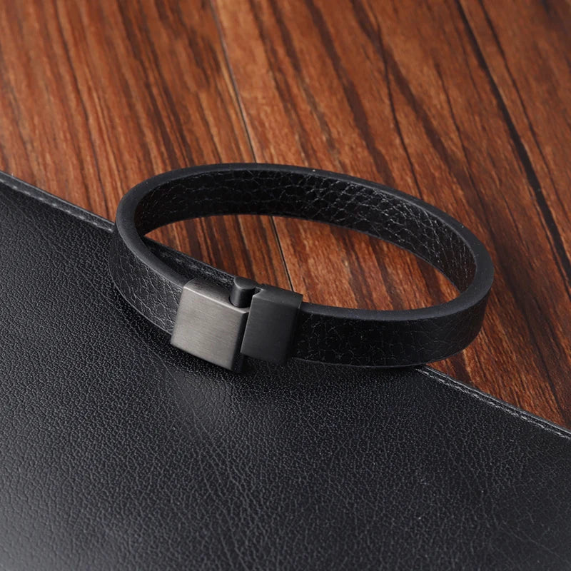 ๐งท Men's Braided Leather & Stainless Steel Bracelet โ 21cm Magnetic Clasp - All you need