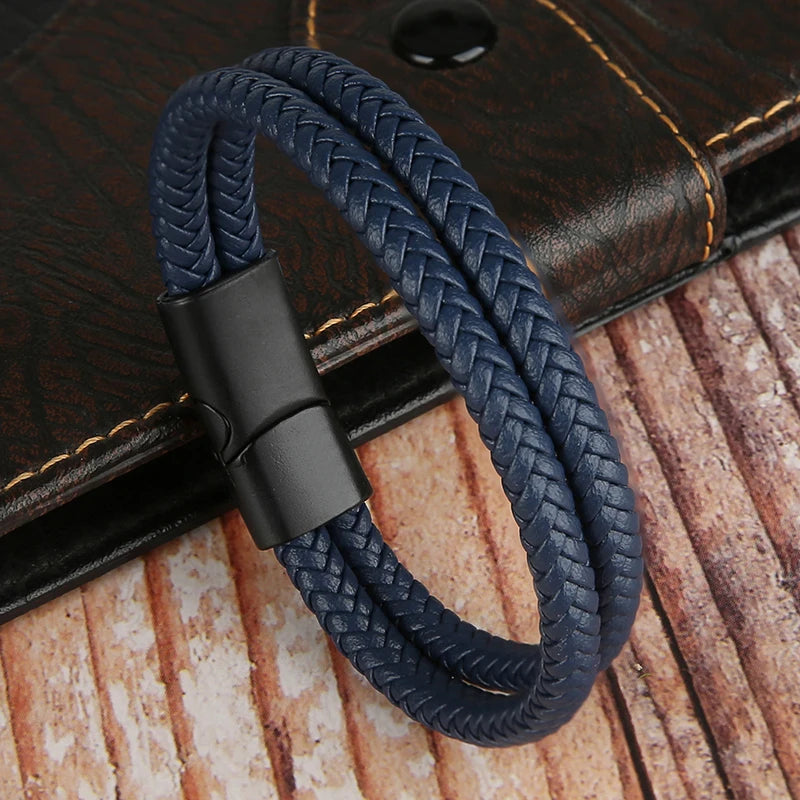 ๐งท Double-Layer Braided Leather Bracelet with Magnetic Clasp โ Unisex Design - All you need