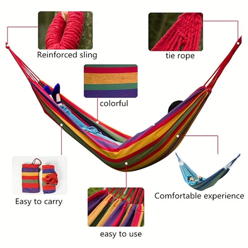 Single-Person Thick Canvas Hammock – Durable, Foldable, and Portable for Outdoor Use - All you need