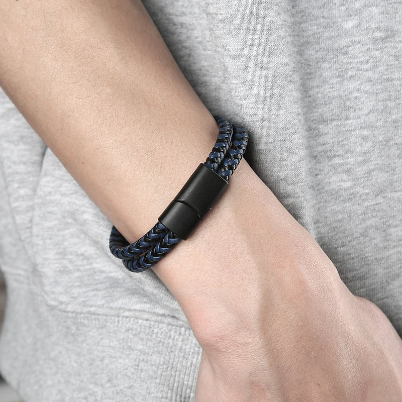 ๐งท Double-Layer Braided Leather Bracelet with Magnetic Clasp โ Unisex Design - All you need