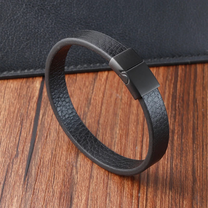 ๐งท Men's Braided Leather & Stainless Steel Bracelet โ 21cm Magnetic Clasp - All you need