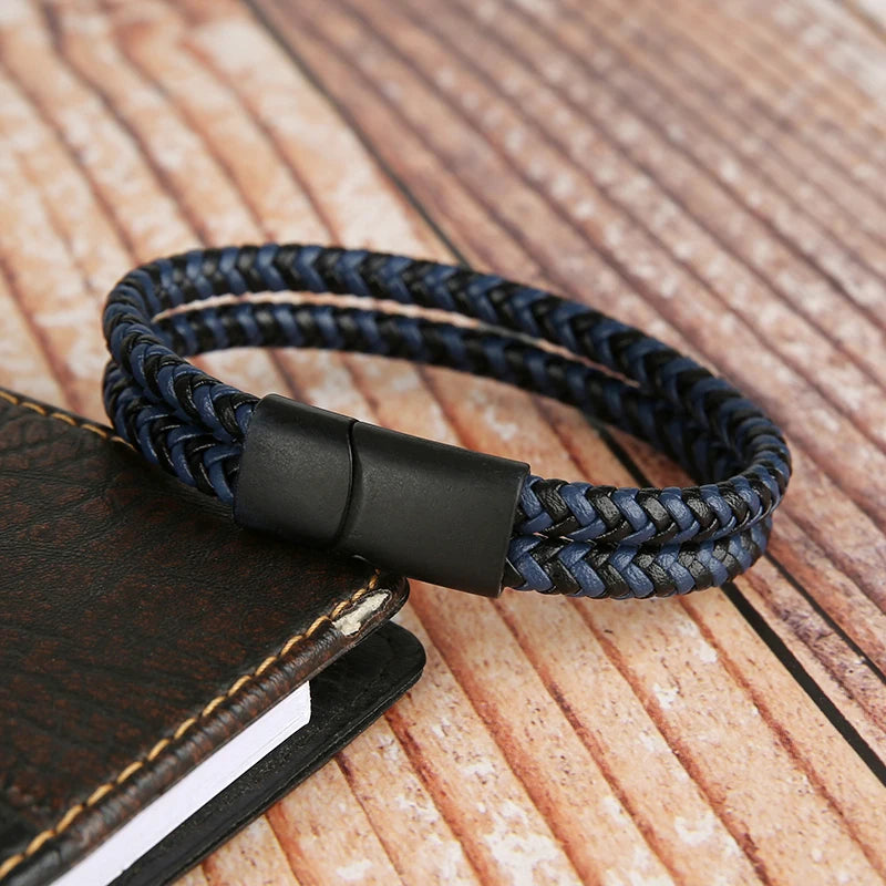 ๐งท Double-Layer Braided Leather Bracelet with Magnetic Clasp โ Unisex Design - All you need