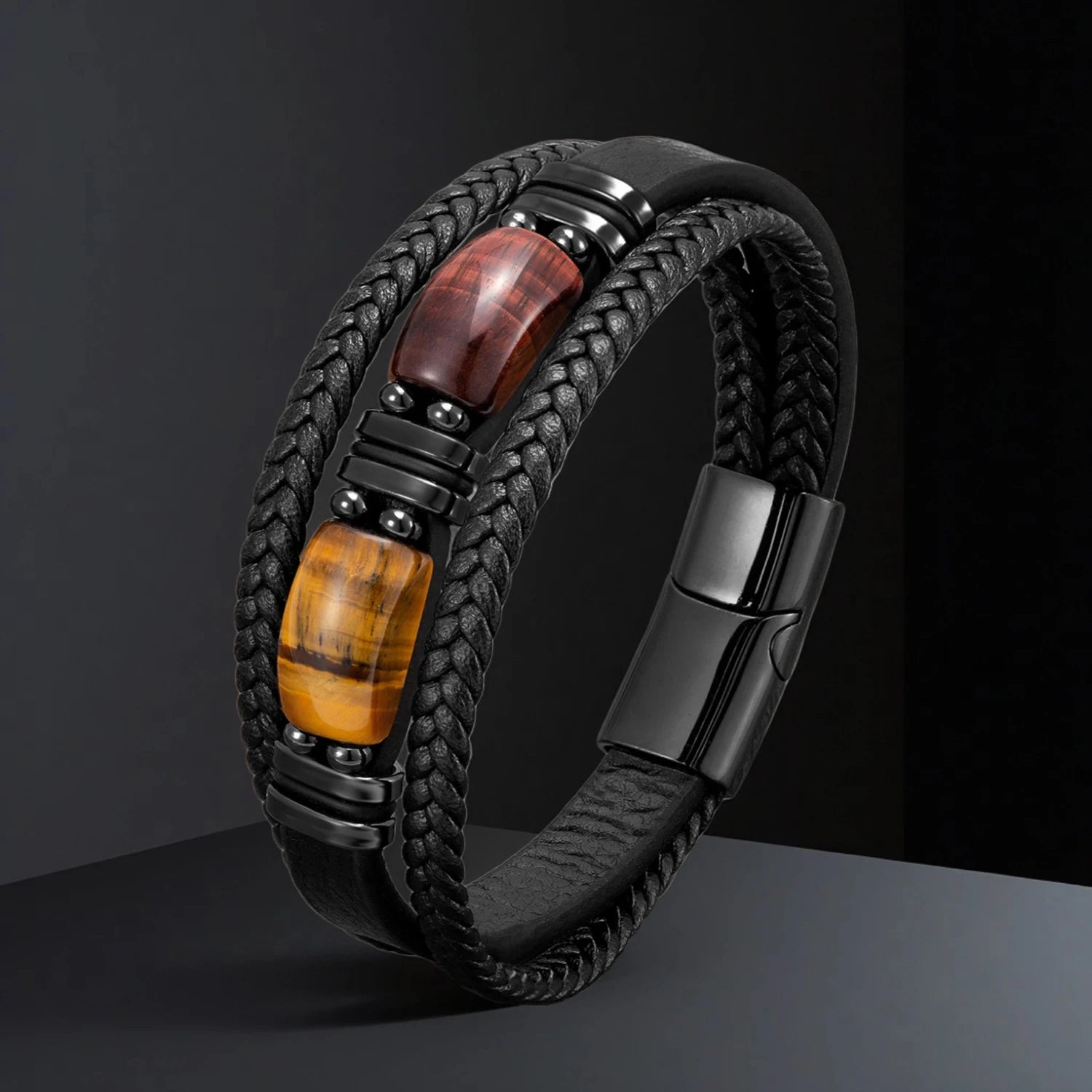 Natural Stone & Leather Bracelet โ Adjustable Handmade Boho Style - All you need