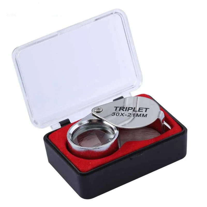 30X Triplet Magnifying Glass – Metal Folding Loupe for Jewelry, Diamonds & Precision Inspection - All you need